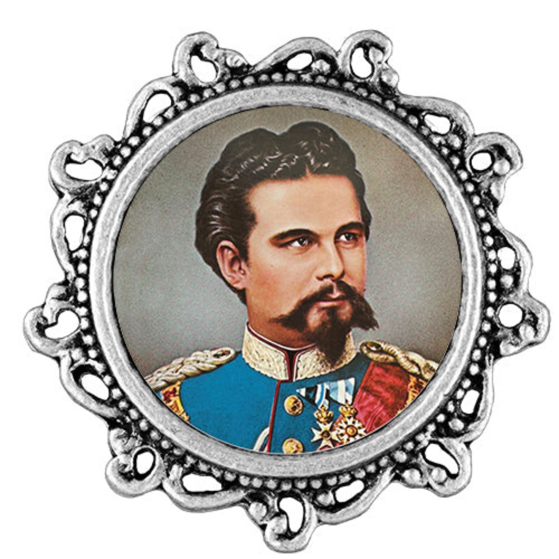 Gaudiknopf König Ludwig II verziert